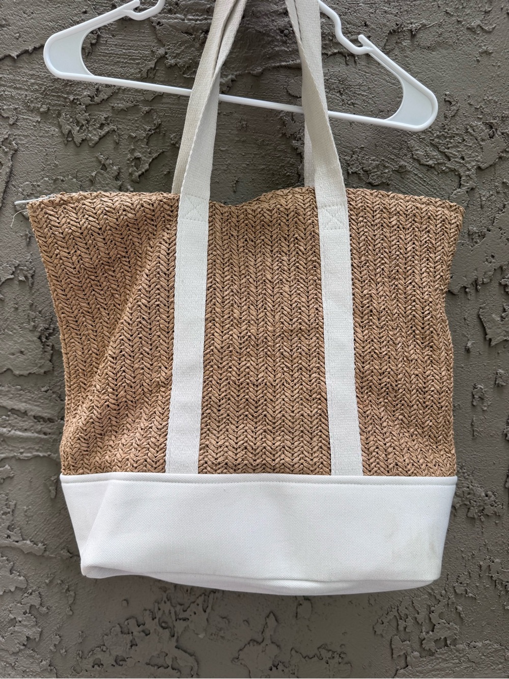 Show Me Your Mumu Sunseeker Tote White Canvas Rattan Beach Pool Tote View 2